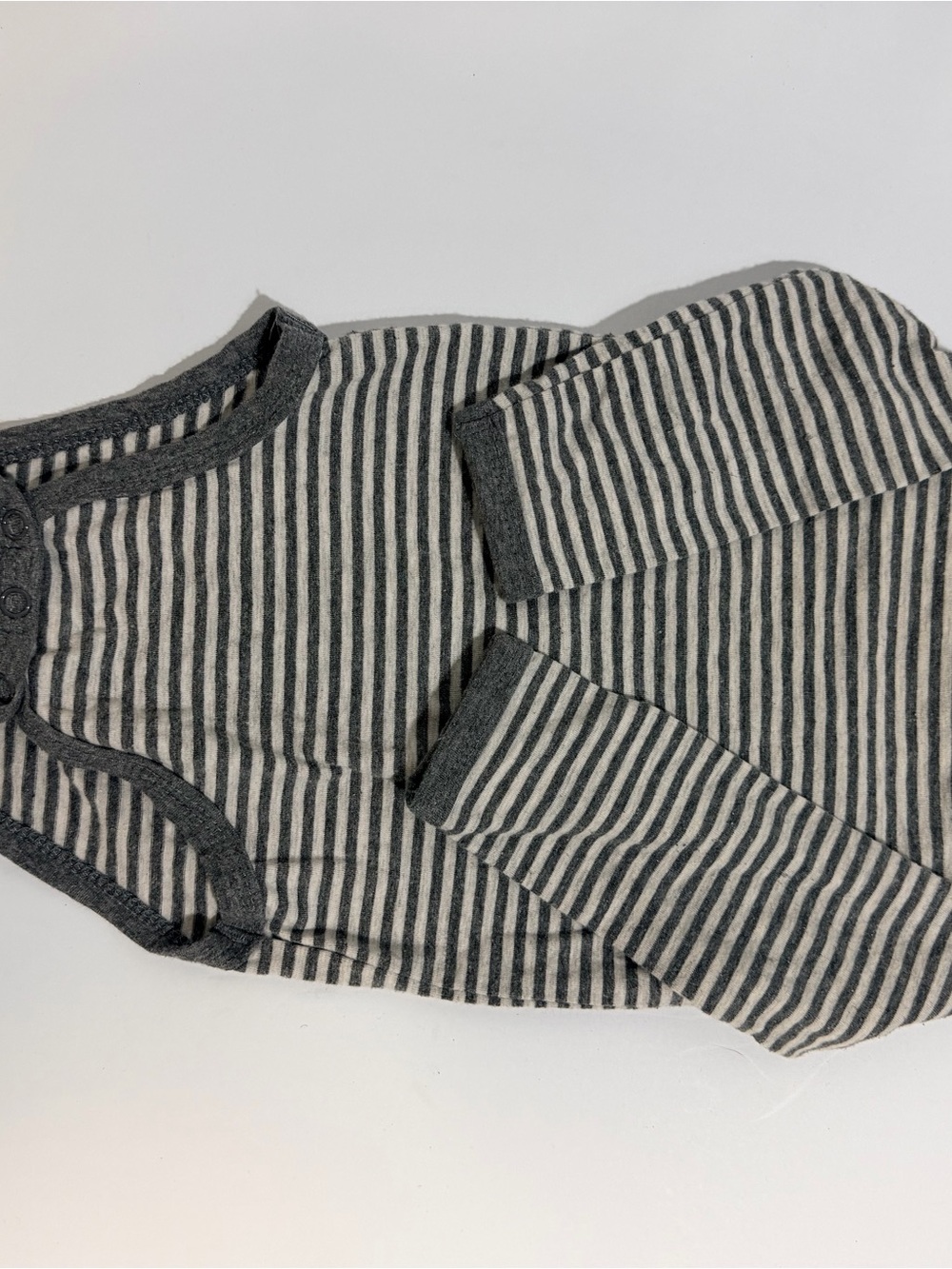 Ralph Lauren Gray and Cream Striped Infant Bodysuit